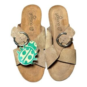 YOKONO Made in Spain Beige Leather Sandals with Buckle 9 NWT